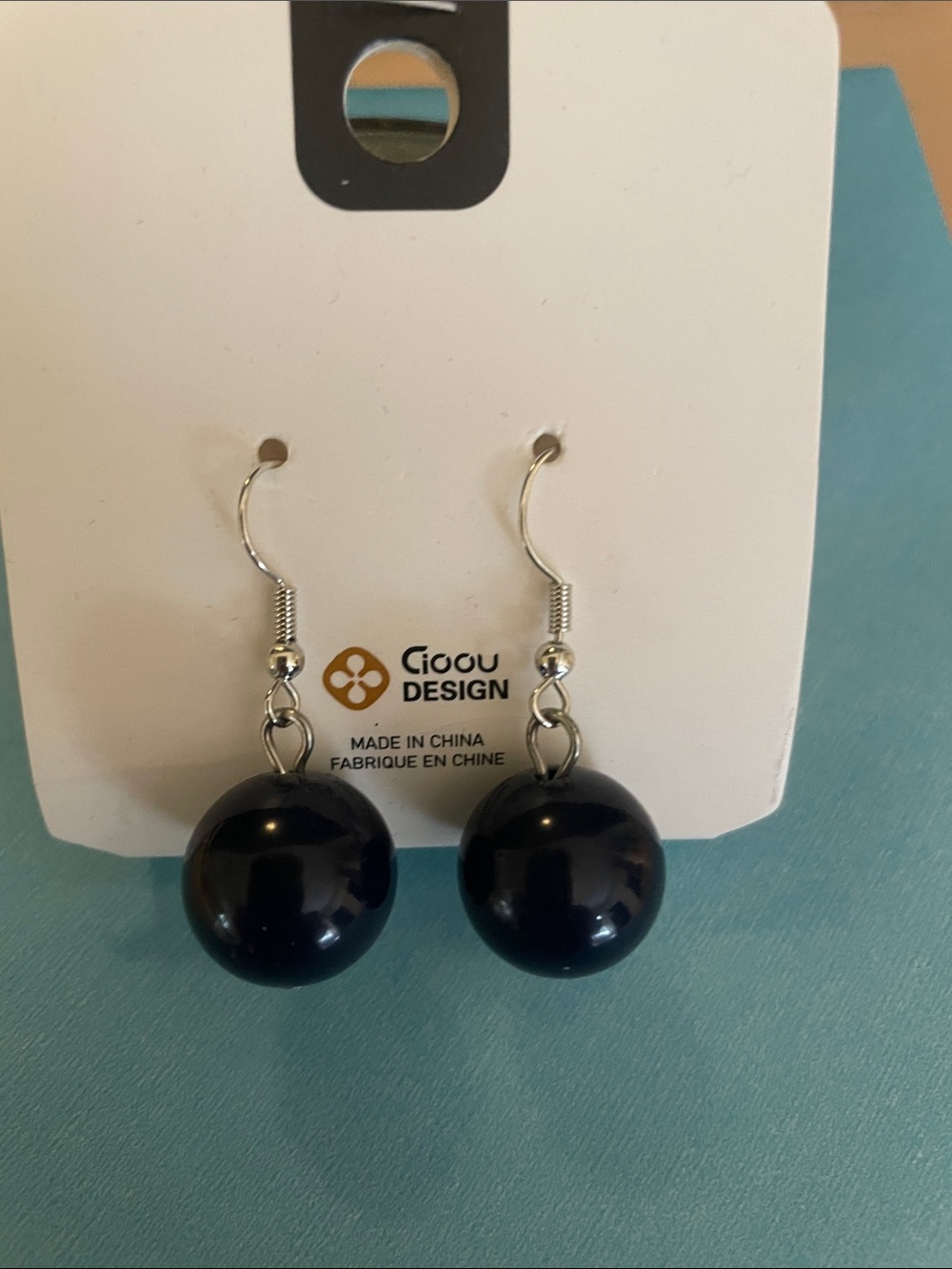 NWT Dark Navy Bead Drop Earrings